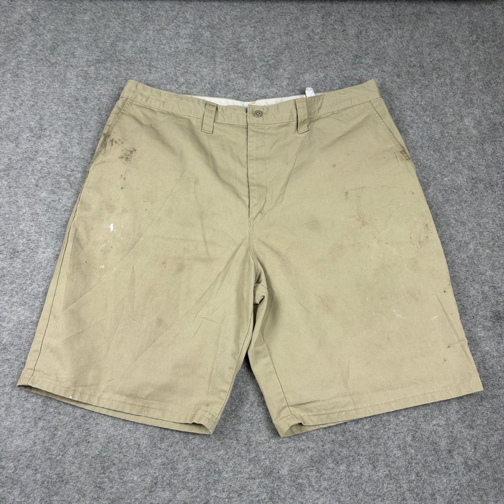 Dickies Chino Shorts Mens 40 Khaki Tan Distressed Workwear Utility Outdoors 00s